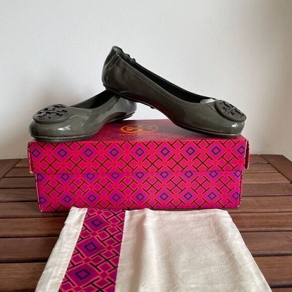 Tory Burch Minnie Ballet Travel Leather Flats Moss Women Size 5.5(141368)$228 - Picture 1 of 15